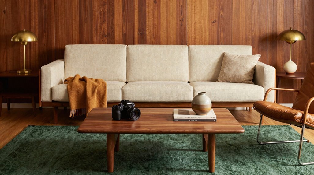 warm wood foundations anchor mid century space