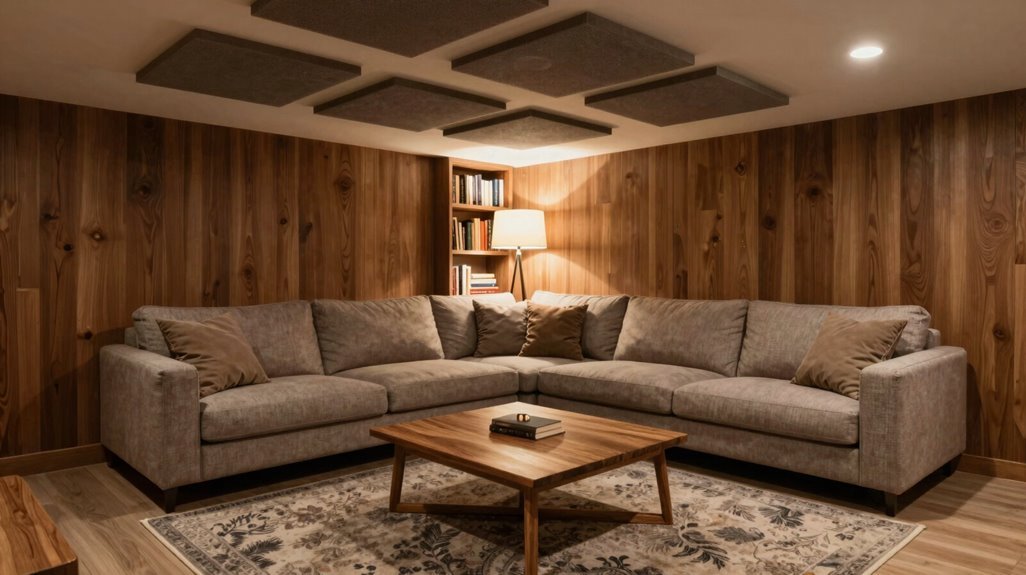 10 Basement Family Room Ideas That Maximize Every Square Foot 10 warm wood layered textiles acoustic coziness