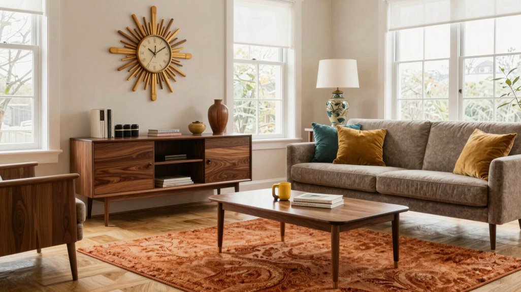 warm woods retro color pops
