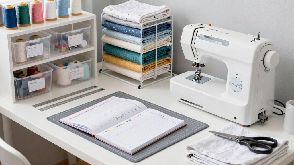 weekly planner tracks sewing progress