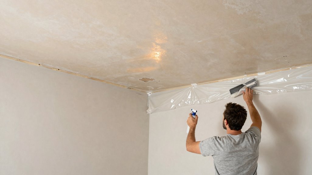 wet scrape popcorn ceiling safely