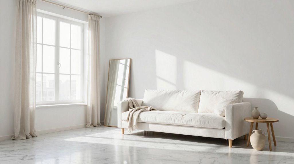 white based living room expansion plan
