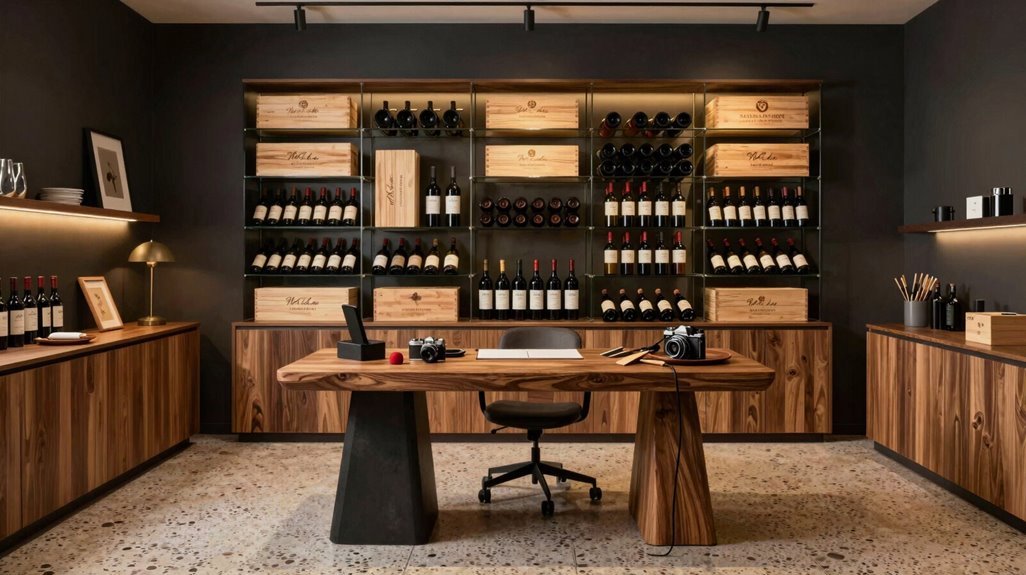 10 Hobby Room Design Ideas That Transform Empty Spaces Into Creative Havens 3 wine wall with led lit display