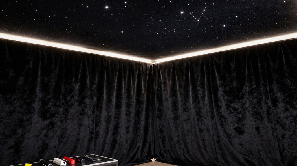10 Steps to Install a Star Ceiling – A Complete Guide 7 wrapped velvet panels prevent seams
