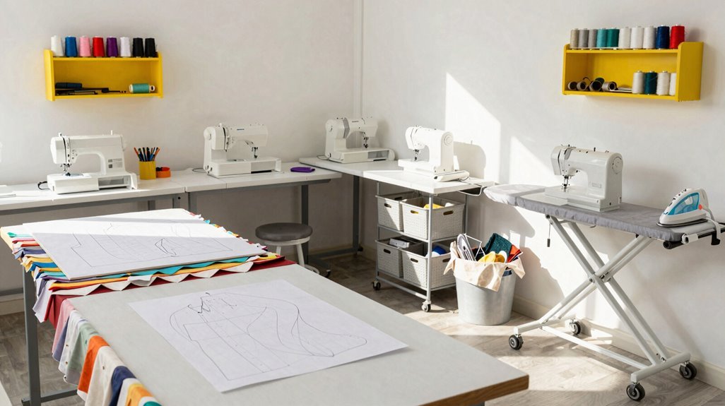 5 Steps to Organize Your Sewing Room 2 zone based sewing room workflow layout